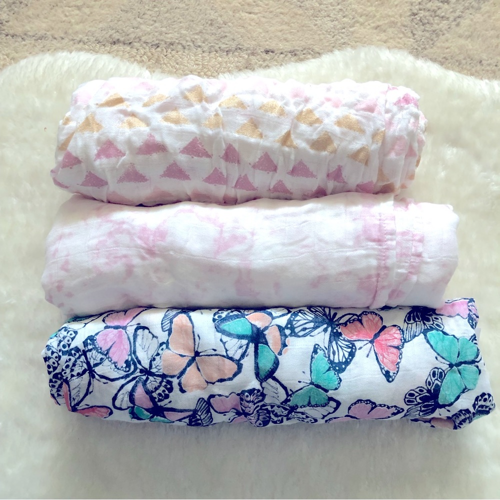 2/$10 🍁 Aden and Anais White Label Swaddle Blankets Set of 3